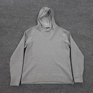 Public Rec Hoodie Mens Medium Gray Waffle Knit Pullover Casual Logo Sweatshirt